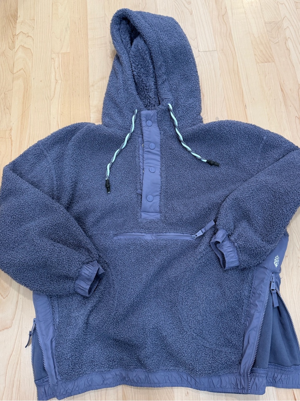 FP Movement by Free People Navy Blue Teddy Fleece Pullover Hoodie